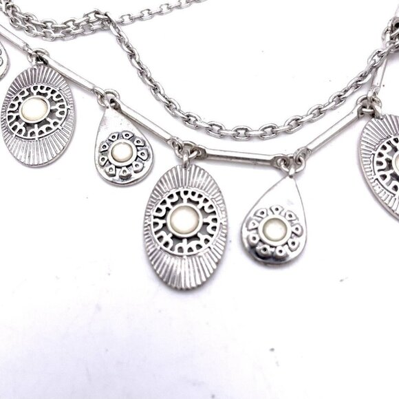 Lucky Brand Chain Disc Pendant Necklace Silver Tone Lobster Closure 20" - Picture 2 of 6